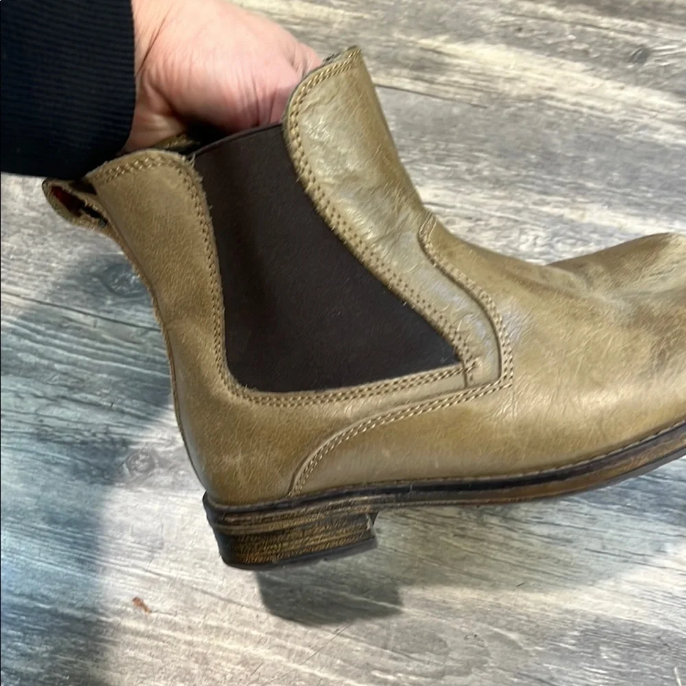 Eric Michael Khaki and Black Ankle Booties